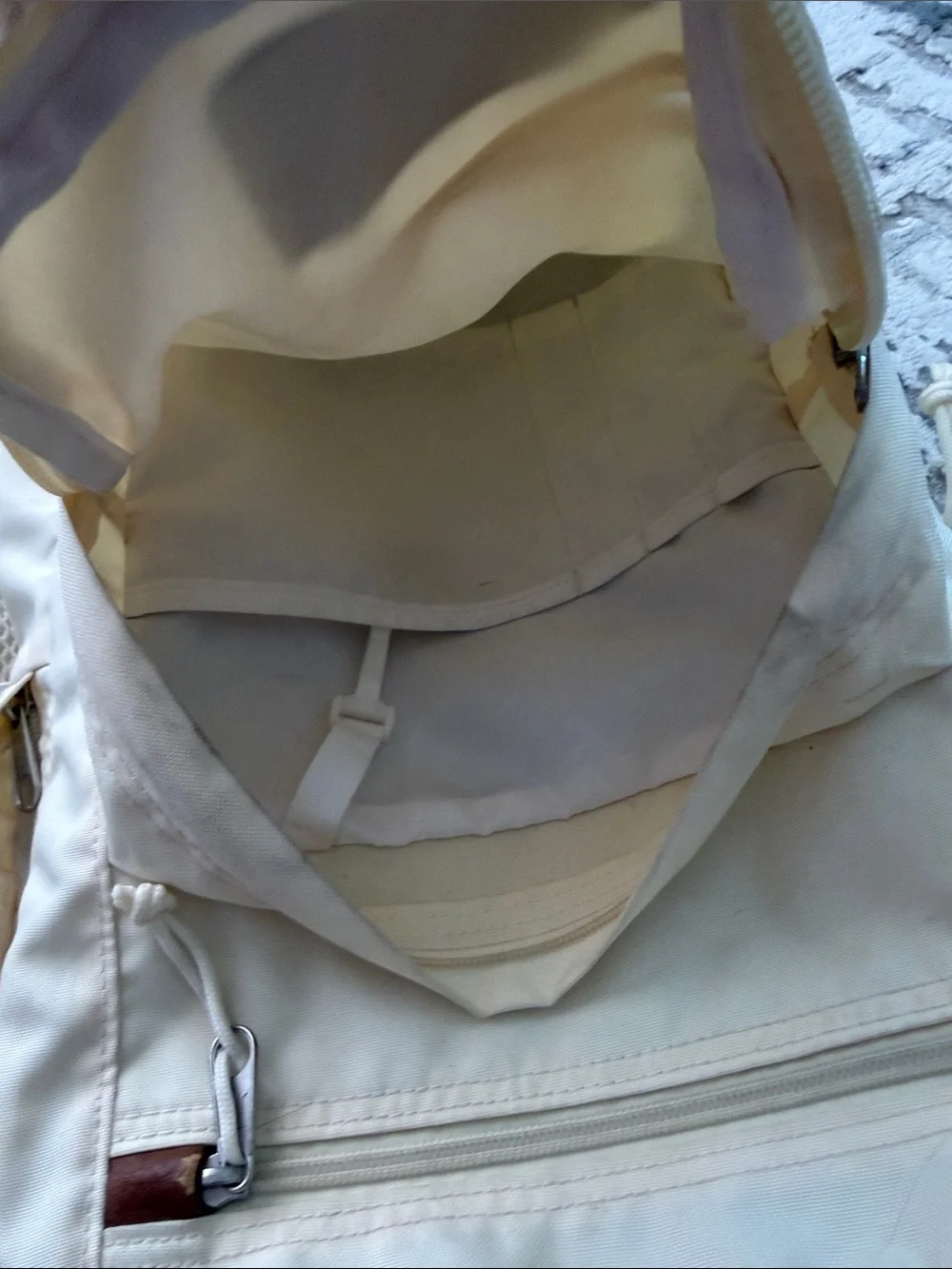 Jansport Cream Canvas Backpack with Brown Base